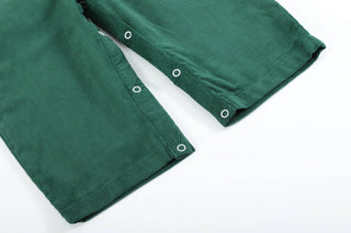 Green Christmas Smocked Overalls: Boys JonJon - Chickie Collective