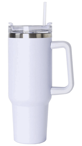 40oz Stainless Tumbler with Handle Drinkware Off White - Chickie Collective