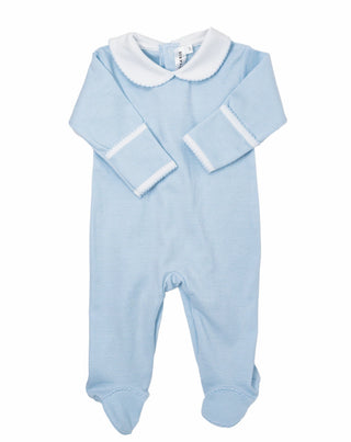 Baby Jack Pima Cotton Footie | Blue Mini Stripe Footie    - Chickie Collective