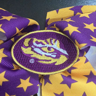 LSU Stars bow  with eye of the tiger embroidered eye of the tiger Bow    - Chickie Collective