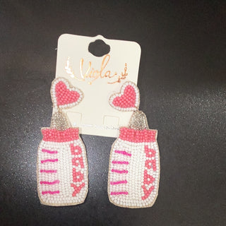 Beaded Baby Bottle Earrings Beaded Earrings - Chickie Collective