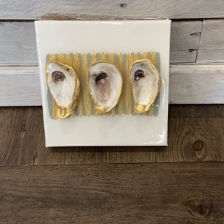 10x10 -  3 Oysters - White Cross Artwork    - Chickie Collective