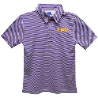 LSU Tigers Embroidered Purple Stripes Polo Shirt Boy's Polo    - Chickie Collective