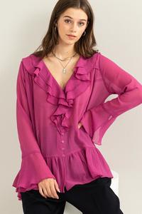 Purple | Star Ruffled Tunic Top Women's Top    - Chickie Collective