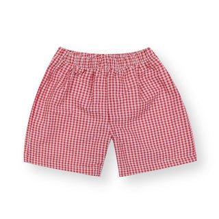 Boys Gingham Shorts | Red Boy's Shorts    - Chickie Collective