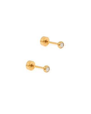 Cooper Screwback Stud Earrings Clear Gold Earring - Chickie Collective