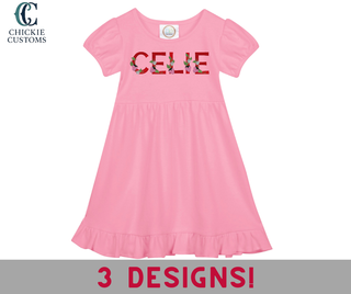 Girls Pink Ruffle Dress Strawberry Designs