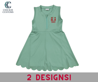 Sage Green Athletic Scallop Dress - Strawberry Designs