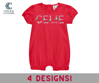 Baby Girl Red Puff Sleeve Romper  - Strawberry Designs