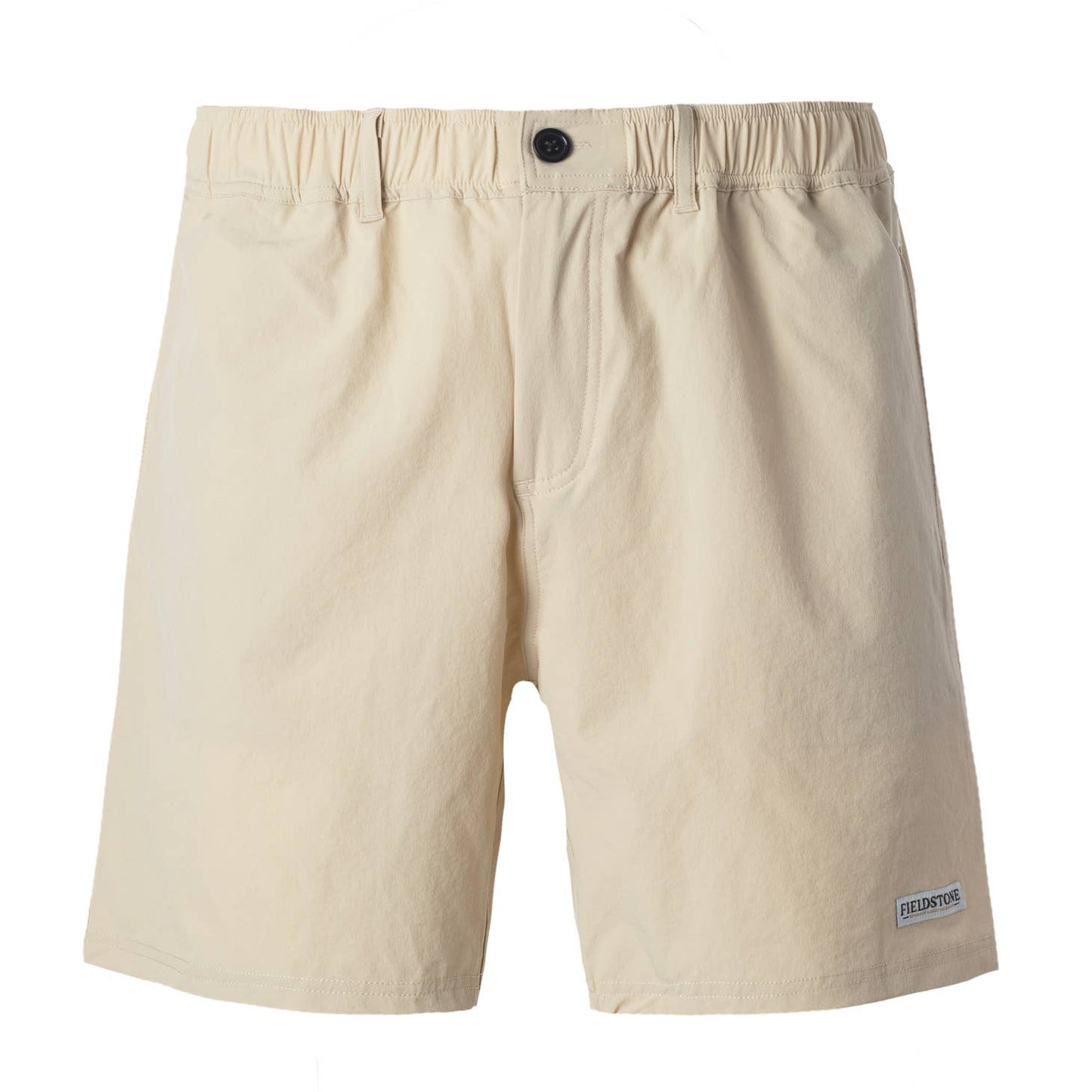 A pair of Fieldstone Outdoor Provisions Co. Rambler Shorts with a button on the side.
