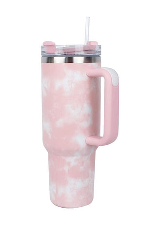 40oz Stainless Tumbler with Handle Tumbler Cloud Pink   - Chickie Collective