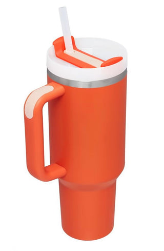 40oz Stainless Tumbler with Handle Drinkware Orange - Chickie Collective