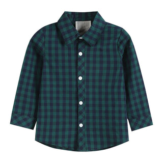 Blue and Green Tartan Boy's Dress Shirt Boy's Polo - Chickie Collective