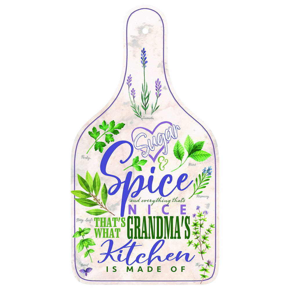 This Sugar & Spice grandma cutting board by Nicole Brayden is made from high-quality material, making it easy to clean.