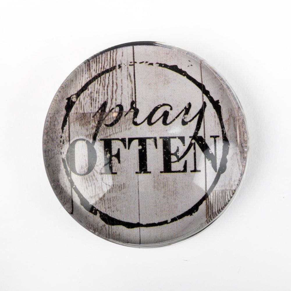 A Nicole Brayden Prayer Bubble Magnet with the words "pray often" on it.