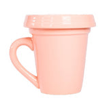 A Peach Flower Pot Mug - You Are Loved with a Nicole Brayden lid on a white background.