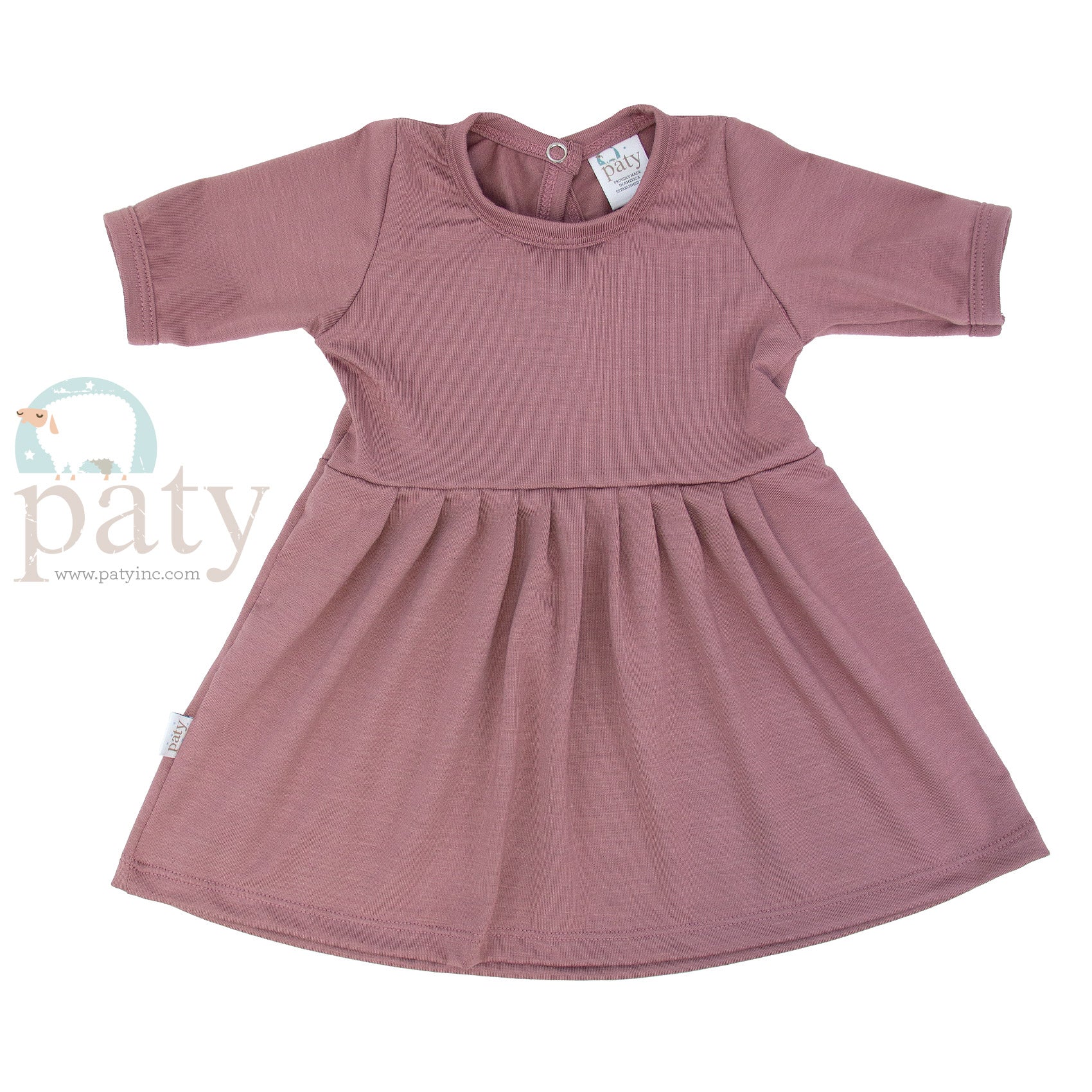 A baby girl's Paty Bamboo Dress with a collared neckline.
