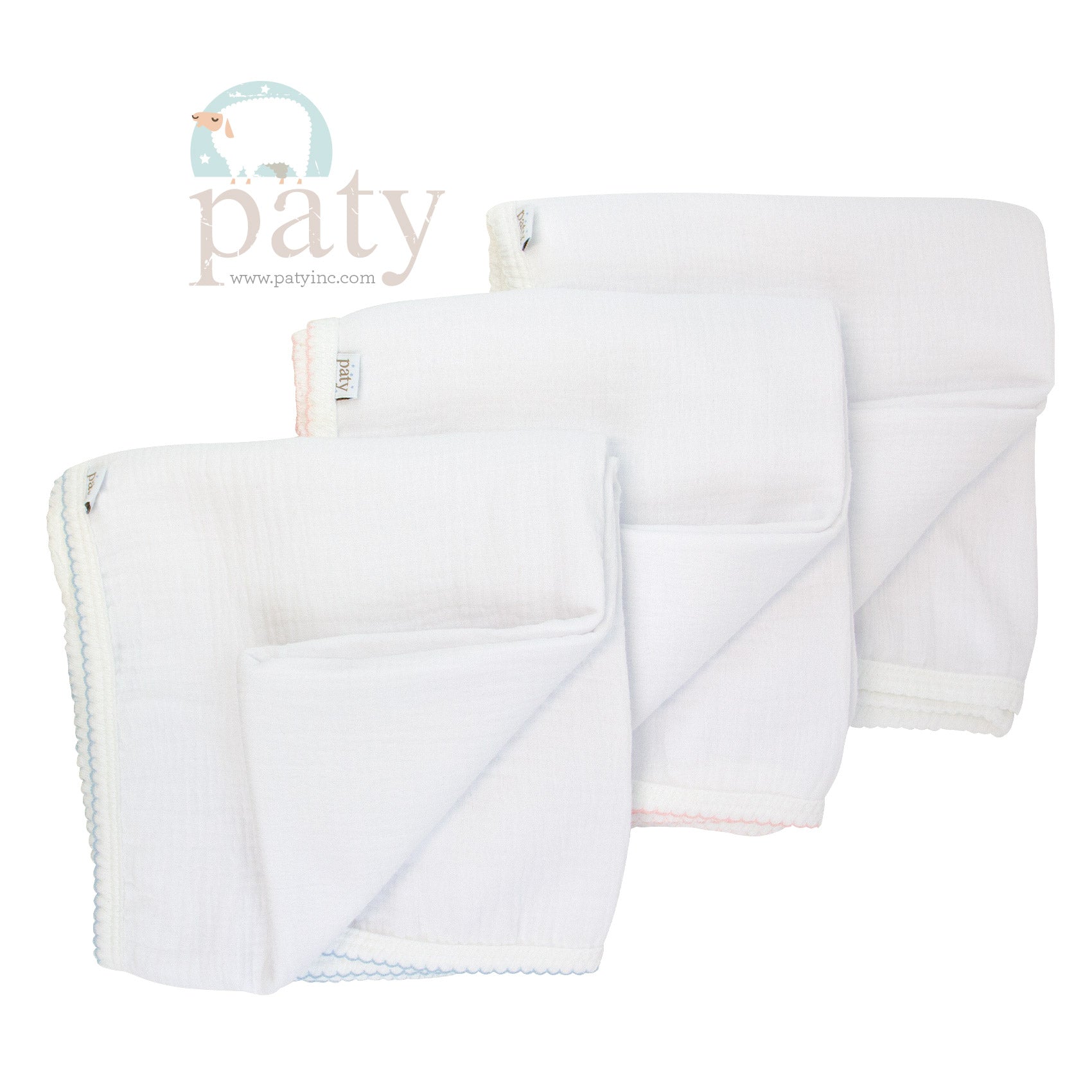A set of three Paty Blankets on a white background.