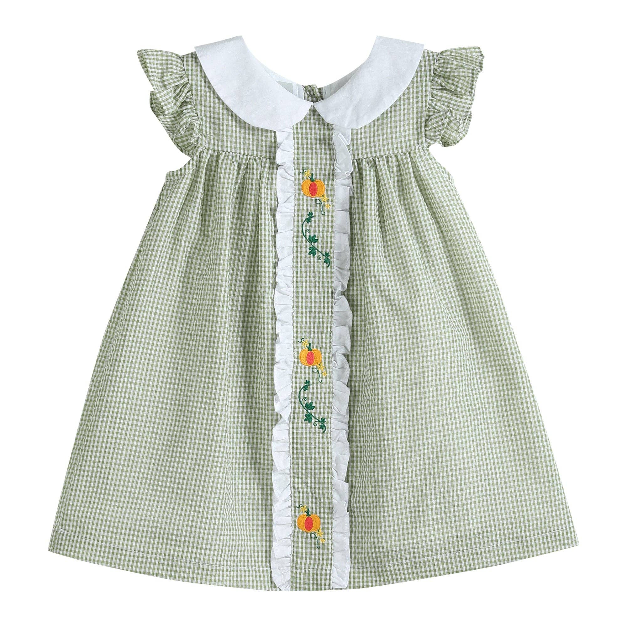 Green Gingham Pumpkin Peter Pan Collar Dress Chickie Collective Green Gingham Pumpkin Peter Pan Collar Dress Chickie Collective