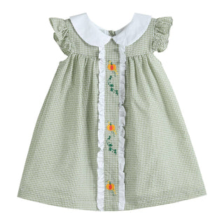 Green Gingham Pumpkin Peter Pan Collar Dress Girls Dress - Chickie Collective