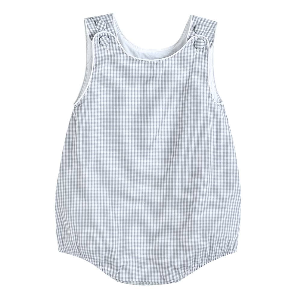 A Lil Cactus Classic Gray Gingham Baby Bubble Romper.