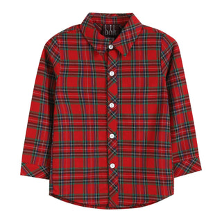 Red and Green Tartan Boy Dress Shirt: Boys Polo - Chickie Collective