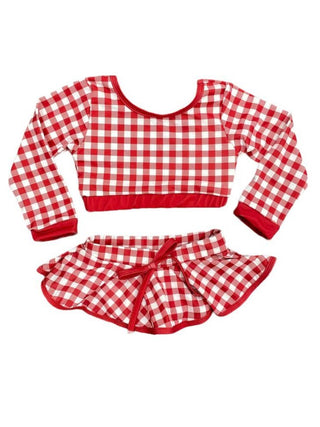 Red Gingham Girls Skirt Bikini girls bikini    - Chickie Collective