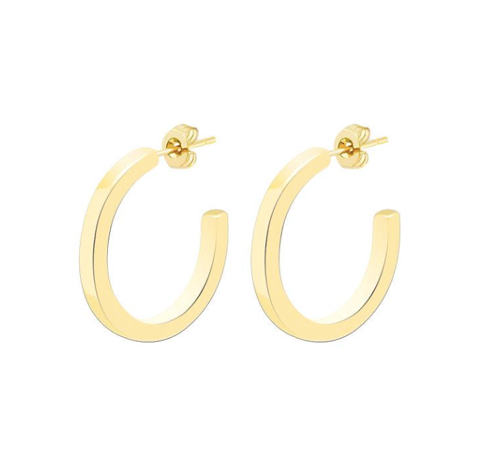 A pair of WS-C shaped hoop earrings by 3Souls Company for everyday wear.