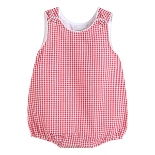 Classic Red Seersucker Baby Bubble Romper     - Chickie Collective