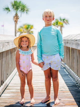 Blue Pineapple Swim Shorts Swim Shorts    - Chickie Collective