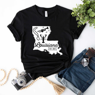 Louisiana Vintage | Short Sleeve Graphic Tee Womens T-Shirt - Chickie Collective