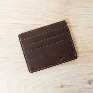 Golf Leather Embossed Slim Wallet   Dark Brown   3.5x4     - Chickie Collective