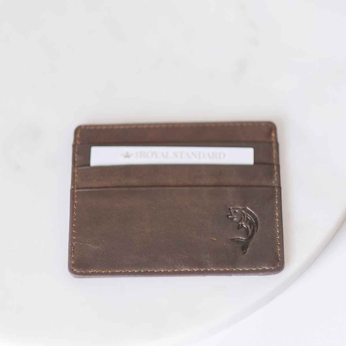 Fish Leather Embossed Slim Wallet   Dark Brown   3.5x4     - Chickie Collective