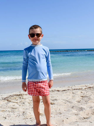 Red Gingham Swim Shorts Swimwear - Chickie Collective