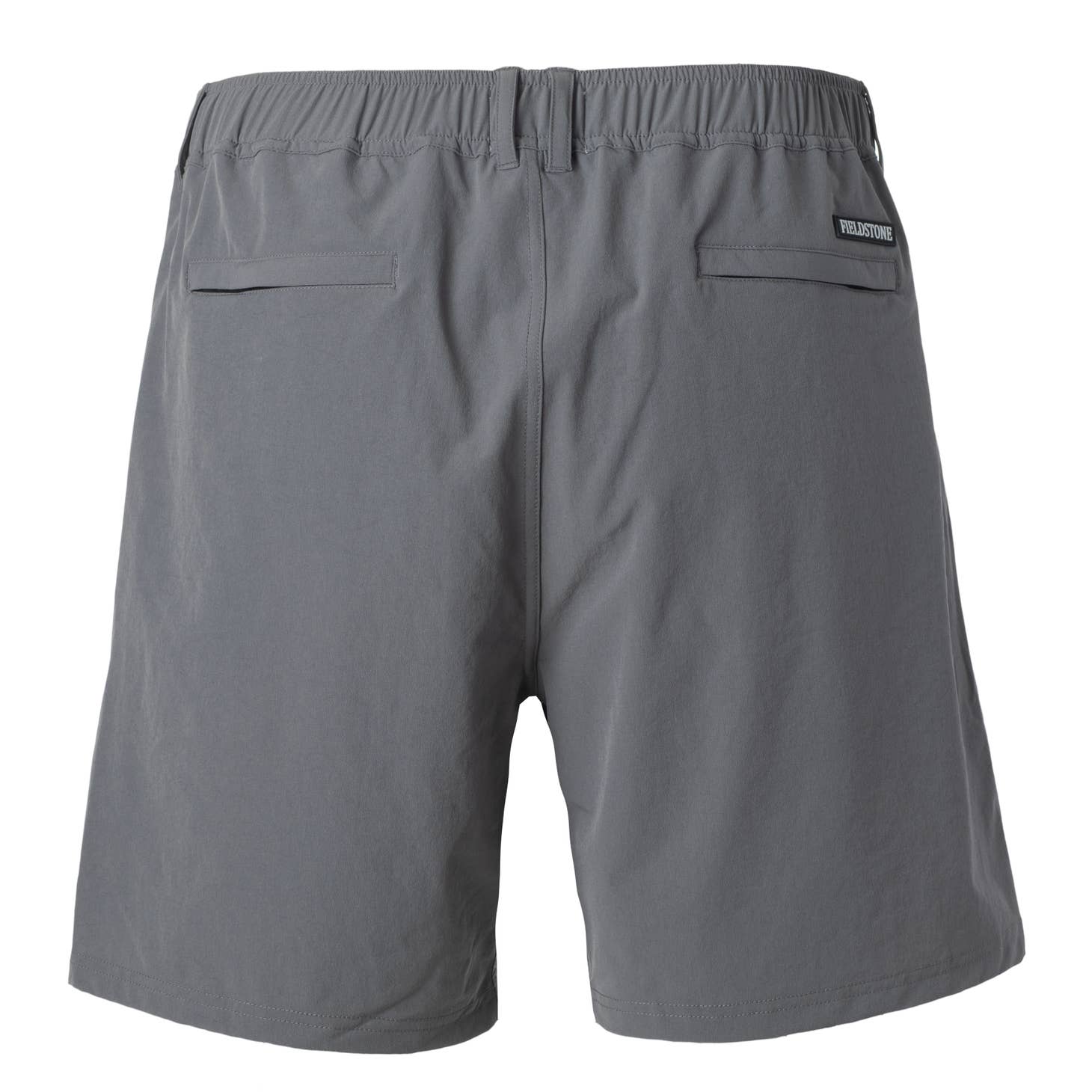 A Fieldstone Outdoor Provisions Co. Rambler Shorts with a black logo on the side.