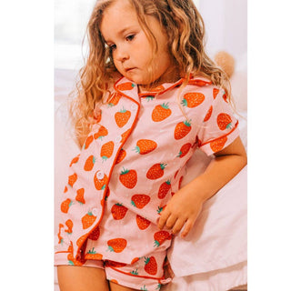 Strawberries Button Down Pajamas     - Chickie Collective