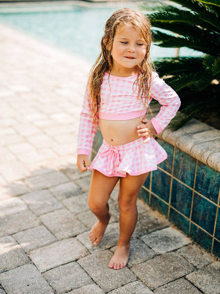 Pink Gingham Girls Skirt Bikini girls bikini    - Chickie Collective