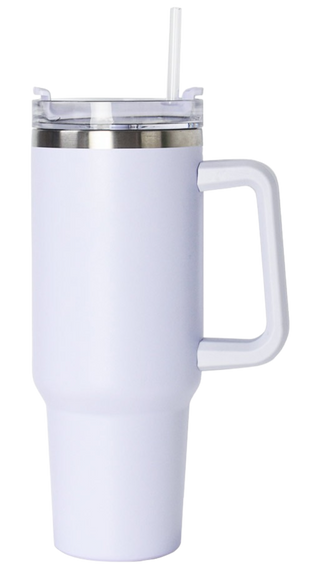 40oz Stainless Tumbler with Handle Tumbler Off White   - Chickie Collective