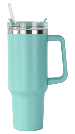 40oz Stainless Tumbler with Handle Tumbler Mint   - Chickie Collective