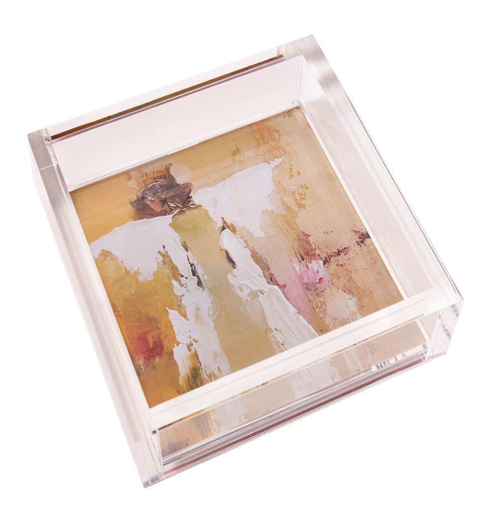 a Peace Trays by Anne Neilson in a clear acrylic frame on a white background.
